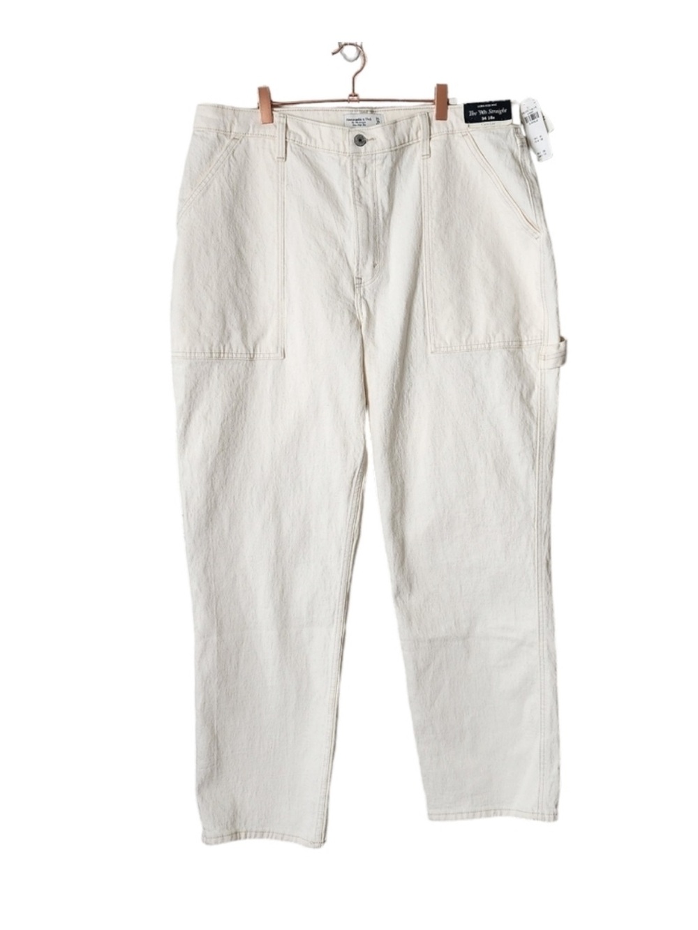 ABERCROMBIE & FITCH The 90s straight Ultra High rise jeans in bone NEW 34 / 18R